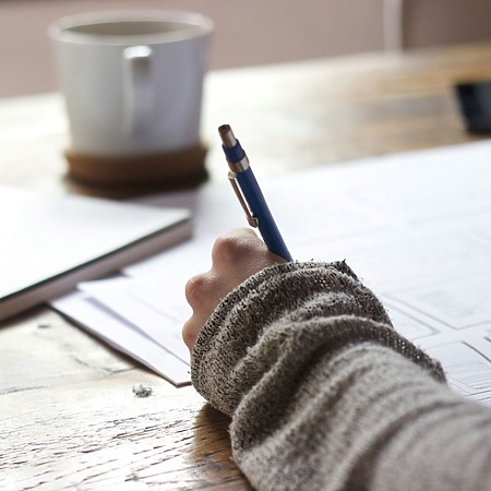 Hand writing funeral plan